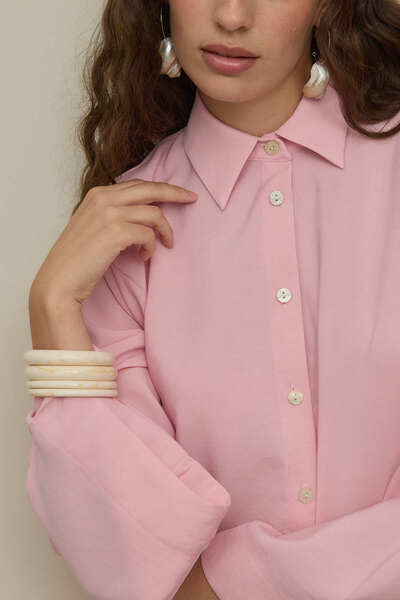 Fahhar Basic Modal Shirt Suit Pink