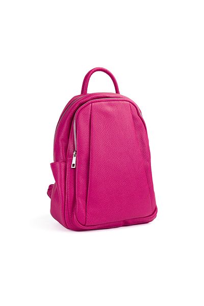 Posete Fagaras Timeea Leather Backpack - Fuchsia, 2 Compartments, 6 Pockets