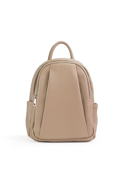 Posete Fagaras Timeea Leather Backpack - Cream, 2 Compartments, 6 Pockets