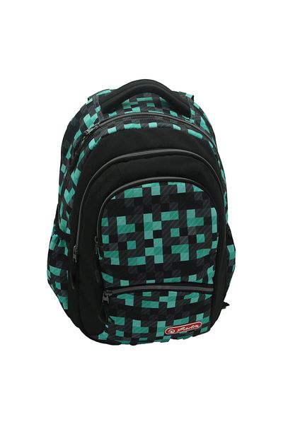 Herlitz Zipper Pro Backpack, Ergonomic, Recycled Polyester, Adjustable Straps, Reflective, Pixel