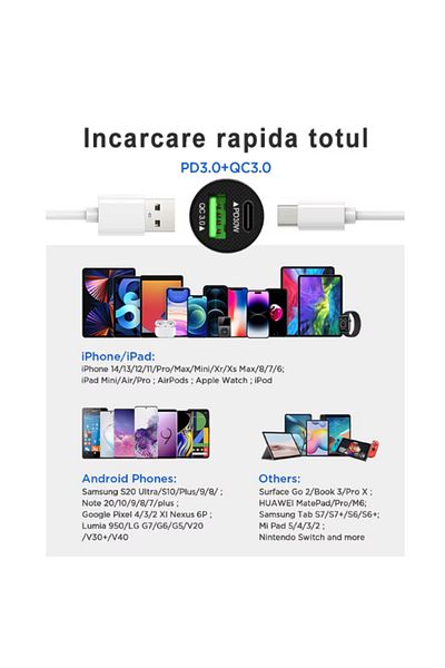 OEM Încărcător auto 18W cu port USB și USB-C, alb