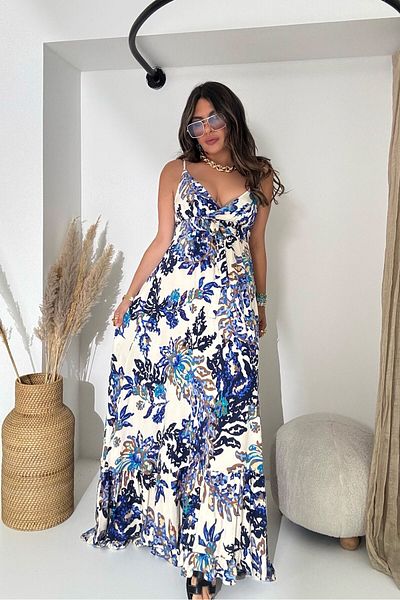 Sohotique By P Τρίγωνο Κύπελλο Λεπτομερές Maxi Φόρεμα Camel-Navy Blue