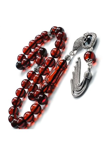 TESBİHCİBABA Baltic Pearl Starboard Tassel Drop Amber Prayer Beads