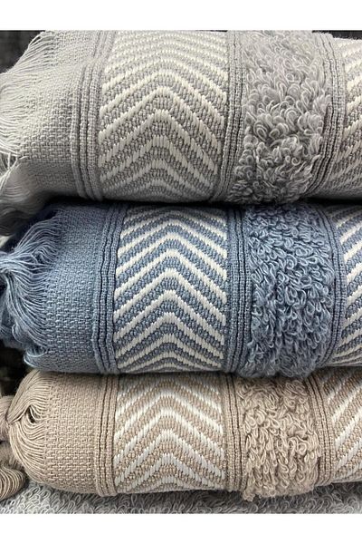 Bonny Home Lora 3-Piece Hand and Face Towel Set – 50X90 cm 100% Cotton, Soft Textured, Knitted Fringed