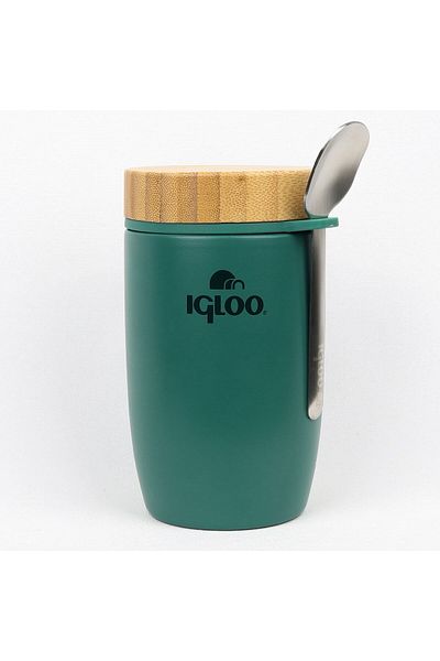 Begin Power Bamboo Lid Food Thermos 500ml Steel Thermos Green Keeps Warm for 12 Hours