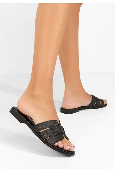 B T Shoes Black Pilara flat slippers