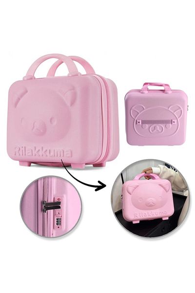 Manolex Children's Travel Bag, 3D Bear Design, Silica Handle, PC Resistant Material, 30x31cm, Pink