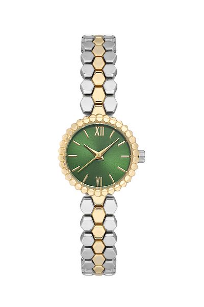 SPECTRUM PREMİUM Spectrum Minimal Case Round Dial Snakeskin Pattern Metal Band Women Wrist Watch