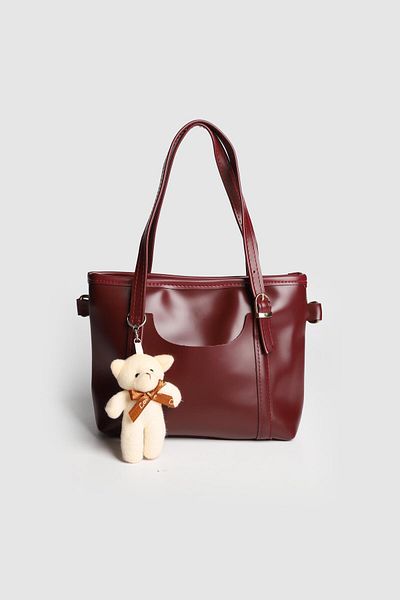 La La'Graccio Paris Lagraccio Paris Women's Teddy Bear Handbag and Strap Bag Claret Red