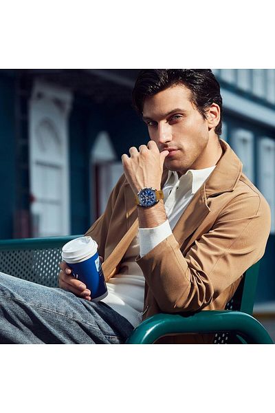 BY BENYAR Mens Watch 100M Waterproof Chronograph Date Watch for Men Brown Leather Strap Quartz Movem