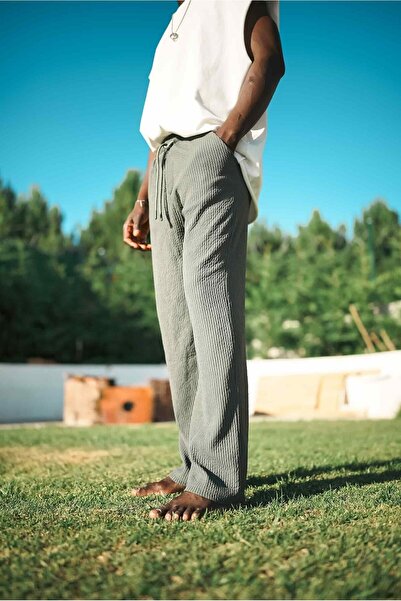 ablukaonline Ανδρική φόρμα με ριγέ χαλαρή εφαρμογή, άνετη, πράσινη