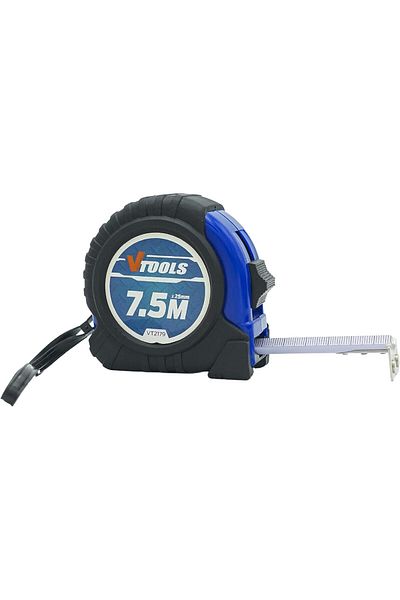 VTOOLS 7.5M Measuring Tape, Self-Lock, Magnetic Tip, Shock Absorbent Case, Easy to Read, VT2179