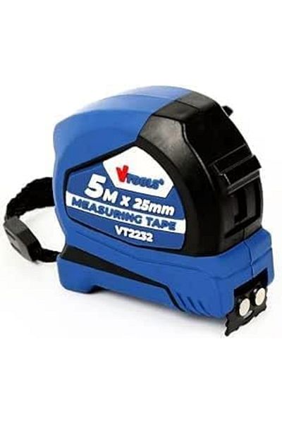 VTOOLS 5 Meter Measuring Tape,25mm, Self-Lock Tape Measure with 0.12mm Blade Thickness,Blue,VT2232
