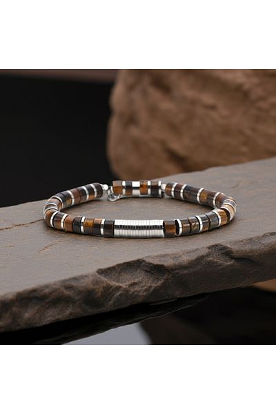 Perlavita Four Sanctuary - Bracelet to Not Be Affected by Others' Feelings (Hematite and Tiger's Eye)
