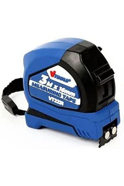 VTOOLS 3 Meter Measuring Tape,16mm, Self-Lock Tape Measure with 0.12mm Blade Thickness,Blue,VT2231