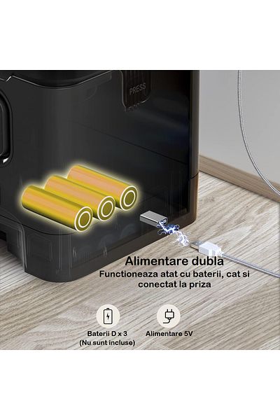 Smart Vibe Hranitor Automat Digital Huggo® Rezervor Transparent 4L SmartView, Mesaj Vocal, 4 Mese/Zi, Black