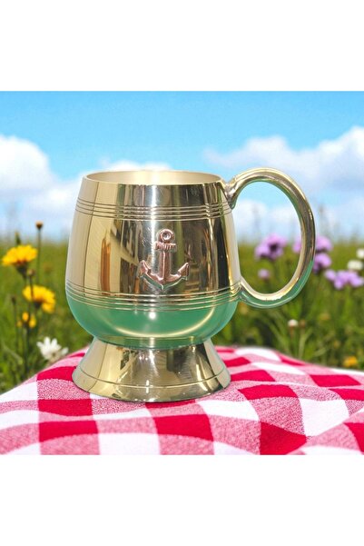 Kuzey Tacı Brass Anchor Mug Cup Stylish Design Home Office Decoration