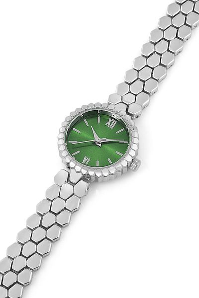 SPECTRUM PREMİUM Spectrum Minimal Case Round Dial Snakeskin Pattern Metal Band Women Wrist Watch