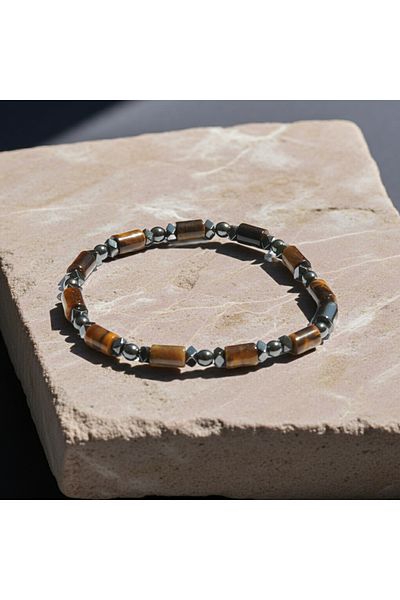 Perlavita Burden of the Past - Karmic Cleansing and Trauma Releasing Bracelet (Hematite and Tiger Eye)