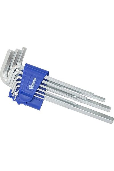 VTOOLS 9-Piece Long Chrome Vanadium Hex Key Set (1.5-10mm) for Home Repair & General Use, VT2162