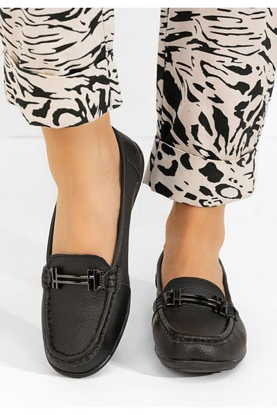 B T Shoes Black genuine leather moccasins Clamesa