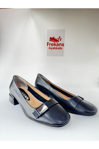 NEWGÜLTEKİN Genuine Leather Classic Stylish Black Women's Ballet