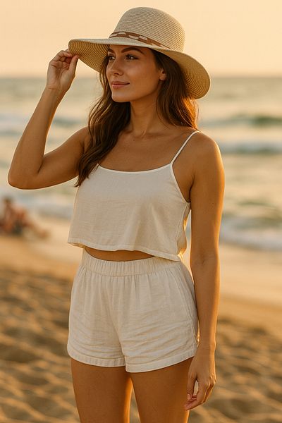 LAGRANZE Women's Straw Hat Beaded Beach Hat