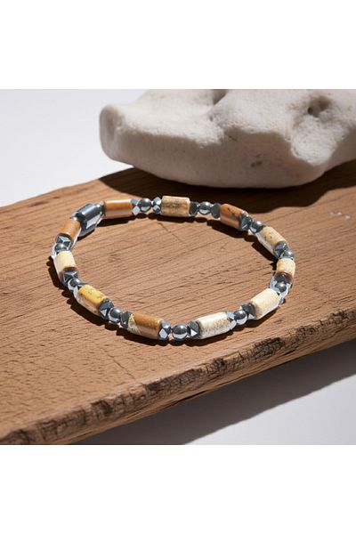Perlavita The Power of the Earth and the Symbol of Balance: Brown Jasper & Hematite Bracelet