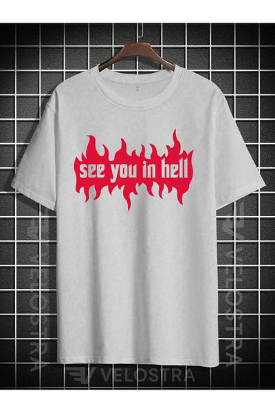Velostra Unisex See You in Hell Printed Oversize T-Shirt