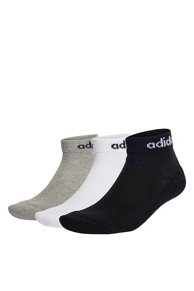 adidas Unisex Gray C Lin Ankle 3P Socks Ic1304