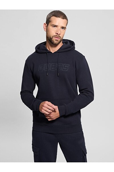 Guess ALDWIN NEW HOODIE Erkek Lacivert Sweatshirt Z4YQ12K9V31-DPM