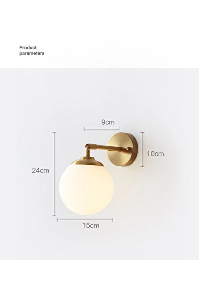 LUXXO Aplica Round, 1xE27, corp aluminiu, abajur sticla, Aurie/Alba