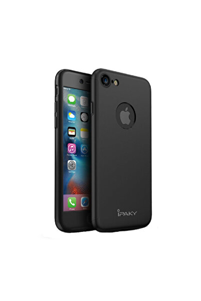 No branded Ipaky Iphone 7 Πλήρης κάλυψη 360 + γυάλινη μεμβράνη, Μαύρο