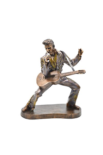 maketistan Veronese Elvis Presley, Bronz El Boyaması, Dekoratif Heykel 21,5x11,5x26 cm