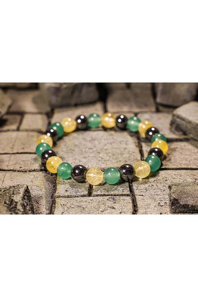 Perlavita Evil Eye Bracelet Triple Power Bracelet (Aventurine, Citrine, Hematite)