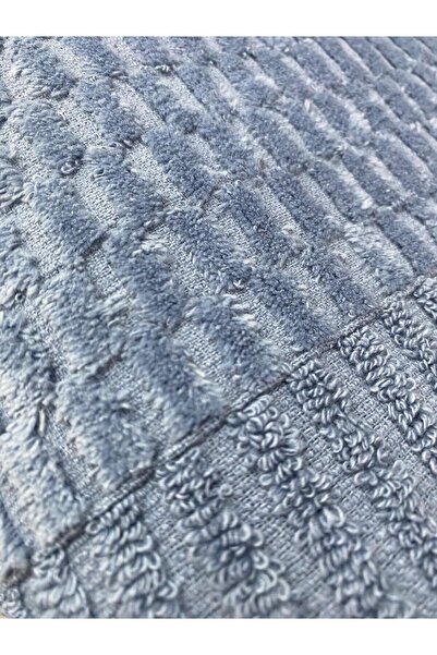 Bonny Home Grid 3-Piece Bath Towel Set – 3 Pieces 100X150 Cm, 100% Cotton, Soft Textured, Knitted Patterned Towels