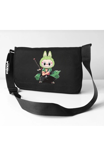 Minga London Geantă Messenger pentru cursuri școlare cu imprimeu Black Labubu...