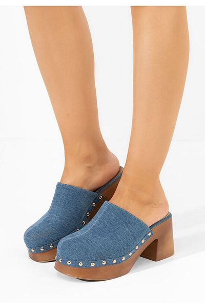 B T Shoes Lisacora denim heeled clogs