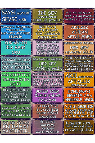 Hayal Poster Karışık Duvar Yazıları 24lü 1016 Retro Ahşap Poster