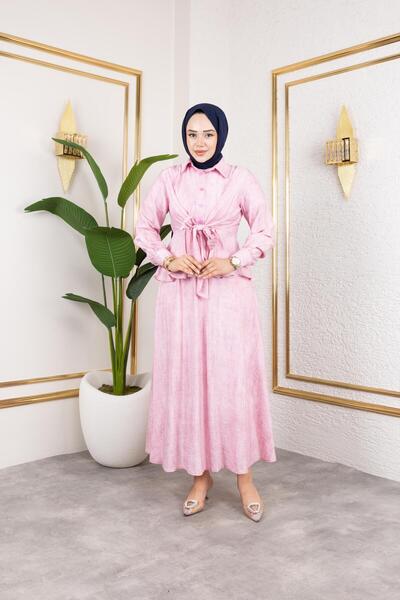 Rema Modal Fabric Skirt Suit with Fixed Belt