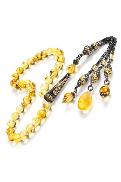 TESBİHCİBABA Cihanda Single-Fly Fossil Drop Amber Prayer Beads