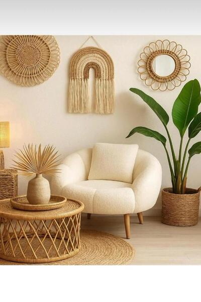 ZİERRA Lida Mocca Teddy Beyaz Peluş Berjer Kırlent Hediyeli