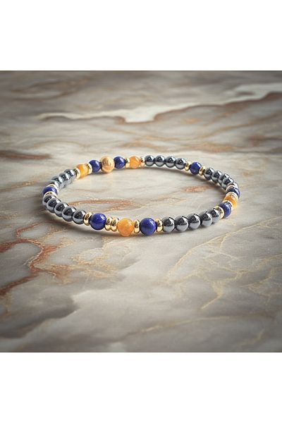 Perlavita Negotiation Master - Power to Your Word, Clarity to Your Decision Bracelet (Lapis Lazuli, Hematite, Citrine) 6mm