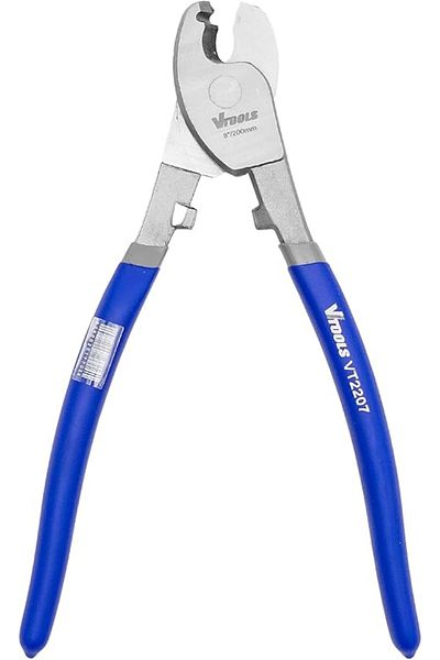 VTOOLS 8" Heavy Duty Cable Cutter, Carbon Steel, Dipped Handle for Aluminum, Copper, Blue, VT2207