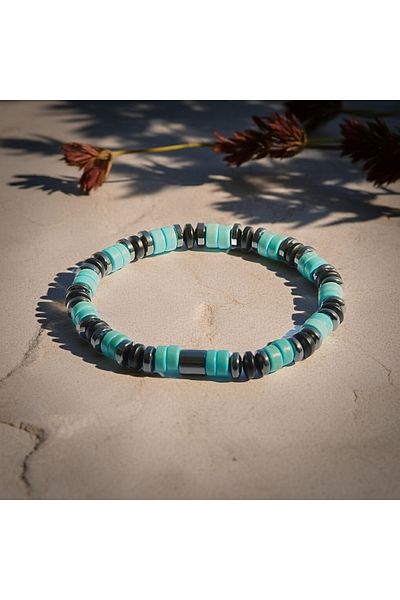 Perlavita Evil Eye Lock - Eye Cream and Anti-Bad Intention Bracelet (Turquoise and Hematite)