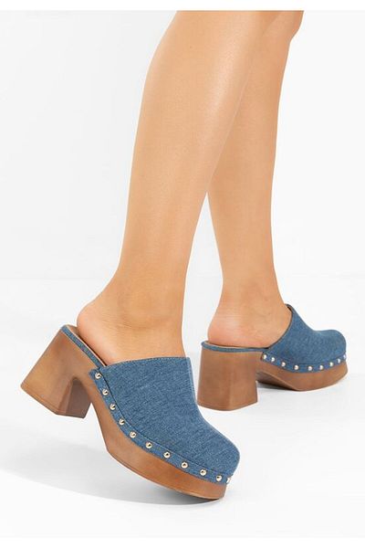 B T Shoes Lisacora denim heeled clogs