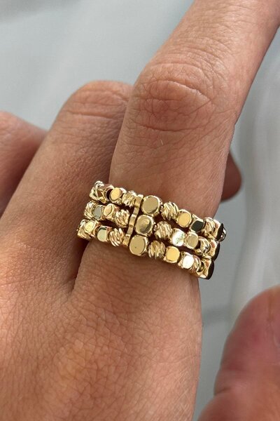 TAKIŞTIR خاتم معدني ذهبي اللون قابل للتعديل