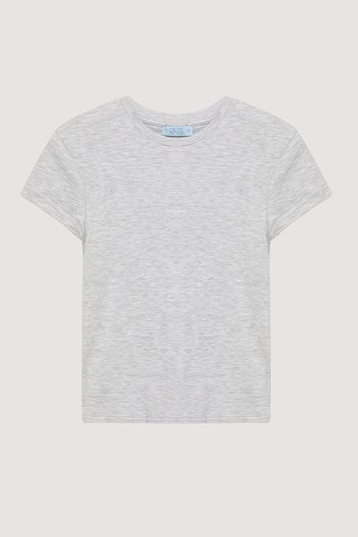 Quzu Tricou de bază cu gât crew Karmelange