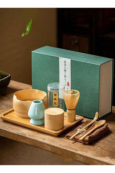 COOYA 8 Piece Matcha Set, 100% high quality natural bamboo,Easy to Use,Perfect Gift,Meets FDA safety