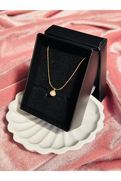 AERAS DESİNG Gerçek İnci Uçlu Sevgi Kolye 316L Çelik Sertifikalı İnci Uç